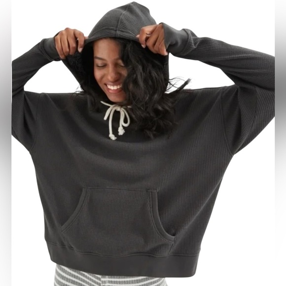 Aerie Cozy Waffle Hoodie Grey - Picture 1 of 12
